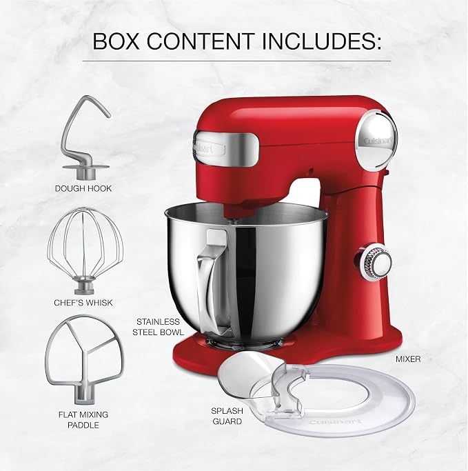 CUISINART SM-50R Precision Master 5.5 Qt (5.2L) Stand Mixer, Red