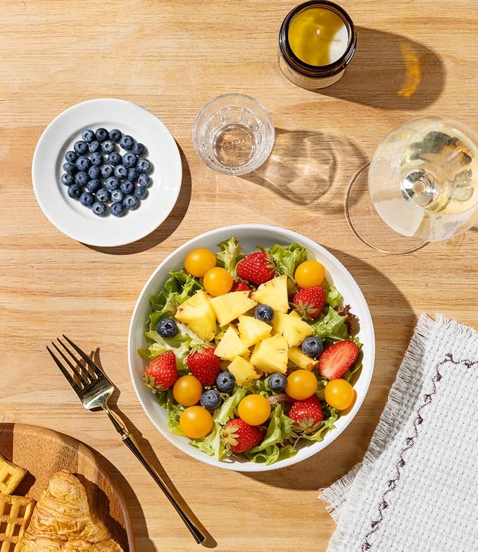 7.5" Ceramic Pasta Bowls Set of 4, Salad Bowls | Versatile Serving Bowls for Pasta, Salad, Fruit & Noodles, Housewarming & Wedding Gift, Bright White