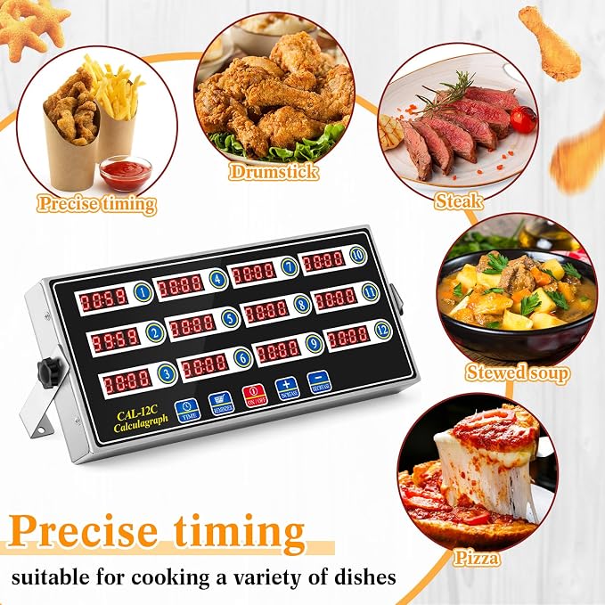 Relaxweex 2 Pack 12 Channel Kitchen Timers for Cooking, Commercial Digital Kitchen Timer with Loud Alarm, Large LCD Display, Restaurant Fryer, Chef, Baking Supplies