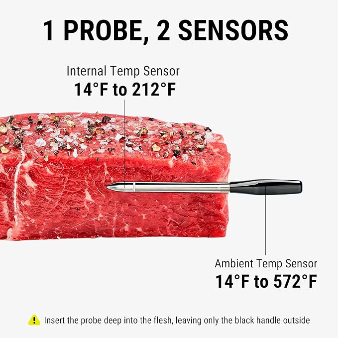 ThermoPro 600FT Wireless Meat Thermometer with Upgraded Ultra-Thin Probe, Bluetooth Meat Thermometer Wireless for Outside Grill, Smoker Thermometer for BBQ Oven Rotisserie Sous Vide (TP970)