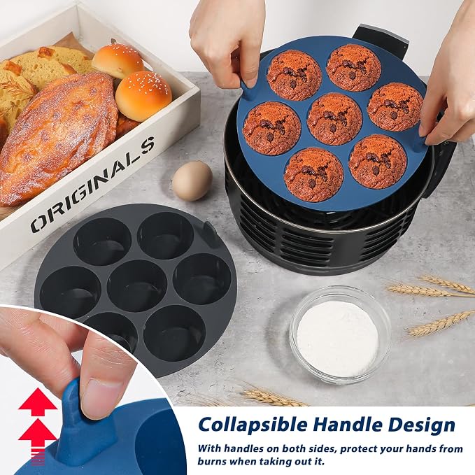 Webake 2PCS Silicone Air Fryer Muffin Pan for Baking Nonstick Egg Btes Silicone Mold BPA Free Muffin Tins Baking Cups