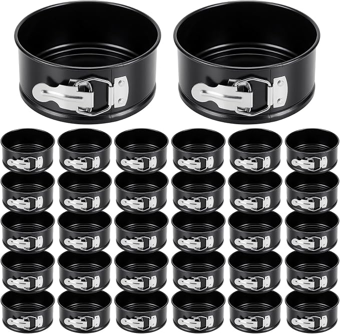 50 Pcs 4 Inch Springform Pan for Baking Mini Cheesecake Pans with Removable Bottom Nonstick Leakproof Round Cake Mold Spring Form Molds for Mini Cheesecake Pizza and Quiches (Black)
