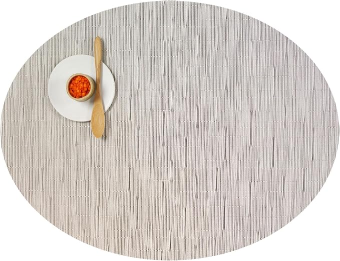 Chilewich Bamboo Placemats Set of 4, Woven Oval Placemats | Reusable, Stain-Resistant, Indoor/Outdoor Tabletop Protection, 19" x 14", Chalk
