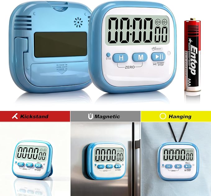 2 Pack Classroom Timers for Kids Teachers, Magnetic Countdown Digital Kitchen Timer for Cooking, Study, Exercise, Games, Time Mangement - Loud/Silent Mode - Battery Included