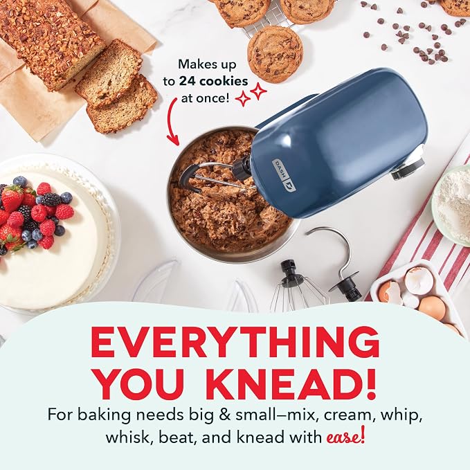 Dash Stand Mixer - Tilt-Head Electric Stand Mixer with Stainless Steel Bowl and Splash Guard For Baking - Navy, 3.5-Quart