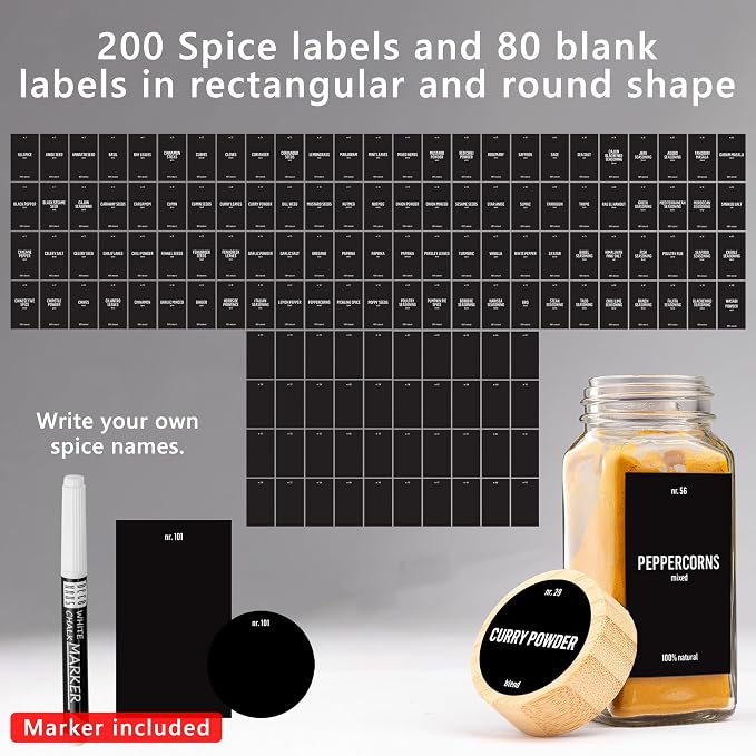 Deco haus Glass Spice Jars with Bamboo lids 36set [LABELS incl] Spice Containers with Labels, Funnel & Chalk Marker - Empty Herb Seasoning Containers, Small Seasoning Bottles for Herb with Wooden Lid | Spice Jars Glass Set - Spice Container Spice Jars ...