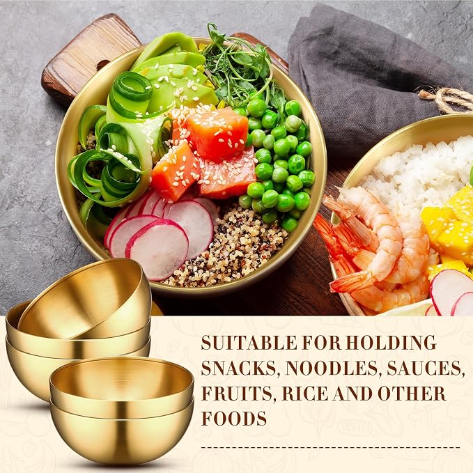Nuogo 10 Pcs 9.8 Inch Gold Bowls Stainless Steel Esthetician Facial Bowls | Multi-use for Spa Facials Baking Serving, Christmas Wedding Decor, Professional Mixing Prep, Salad Fruit Candy Display Bowls