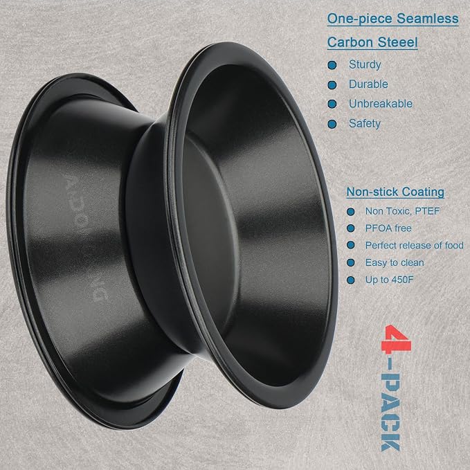 5 Inch Mini Pie Tin, 4-Pack Small Pie Pans | Nonstick Carbon Steel Baking Pans, Ideal For Oven & Instant Pot Baking, Perfect For Mini Pies, Cake, Tarts & Quiches