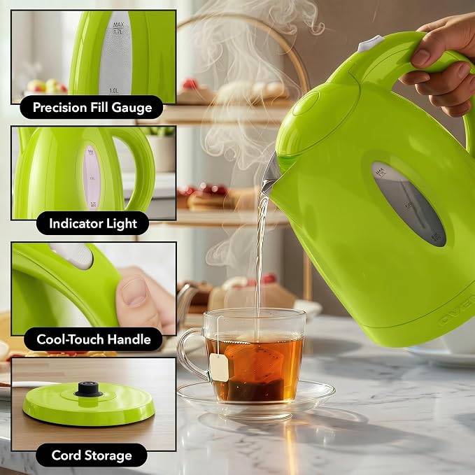 OVENTE 1.7L Electric Kettle with 1100W Fast Boiling Water, Green KP72G