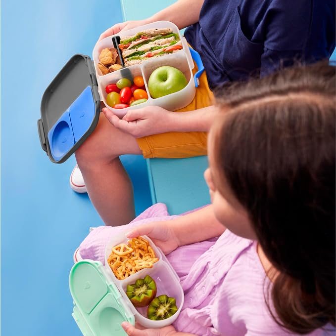 b.box Mini Lunch Box, Snack Containers for Kids, Lunch Box Kids, 4.25 Cup | Bento Box for Kids, Sanck Box, Lunch Containers, Leak Proof, Dishwasher Safe, BPA Free, PFAS Free, Ages 3+ — Blue Slate
