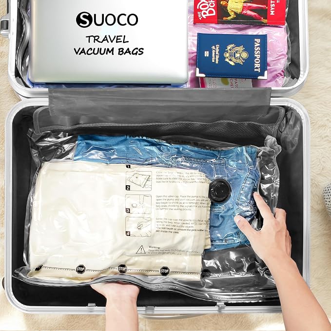 Travel Vacuum Bags for Clothing with Rechargeable Electric Pump, Compression Packing Cubes Organizer Storage for Luggage Suitcase, Space Saver Seal Bags for Vacation Cruise, 9 Combo | Compression Packing Cubes Organizer Storage for Luggage Suitcase, Sp...