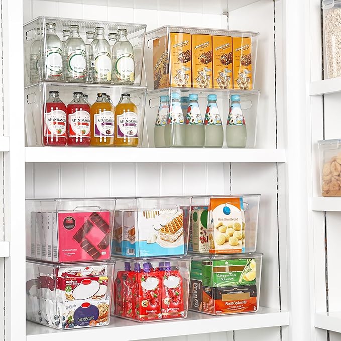 Vtopmart 10 Pack Clear Stackable Storage Bins with Lids, XLarge | BPA-free Plastic, Organize Vertically, For Pantry Kitchen Fridge Cabinet Closet Bathroom, Built to Last, Easy to Move
