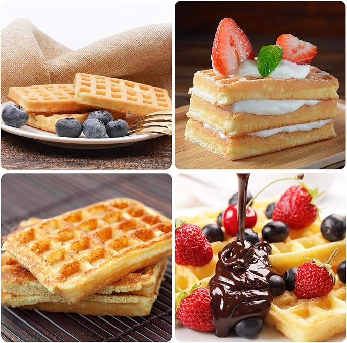 Silicone Waffle Mold for Air Fryer, 2-Pack, 20.5x14.5cm | Deep Pocket Cavities, Belgian-Style Waffles, Flexible & Easy Release, Oven Compatible, Nonstick Tray
