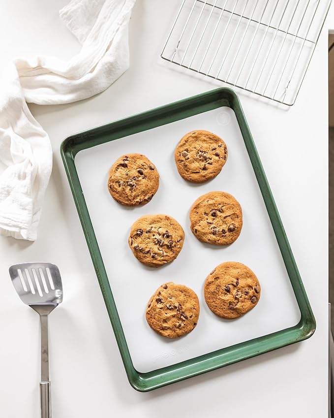 Reusable Silicone Oven Baking Mats Gift Set Bundle, 2 Half-Sheet, 2 Quarter-Sheet, Vintage Navy Blue, Pearl Gray