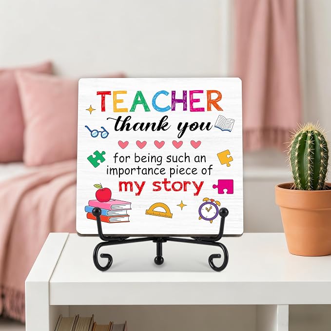 Teacher Appreciation Gifts for Women Men | 5" Wooden Plaque Sign for Mentor Teacher Gifts | Best Teachers Gift from Student Desk for Home Office Decor - A10