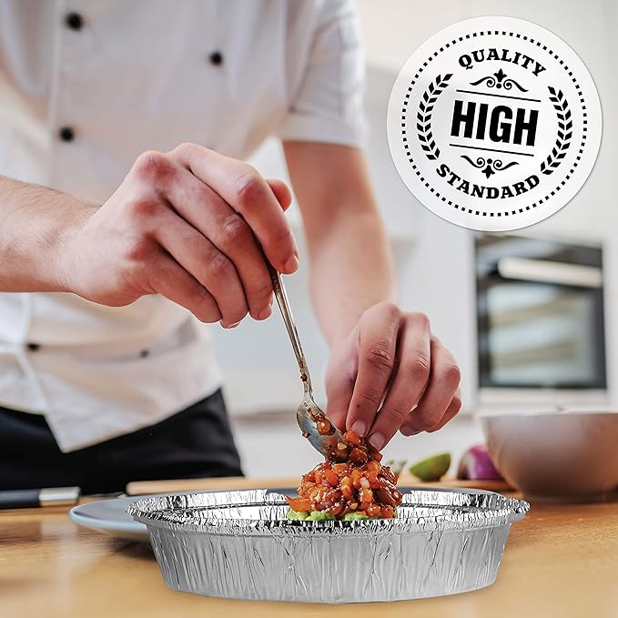 PLASTICPRO 9'' Inch Round Tin Foil Pans Disposable Aluminum Pack of 50