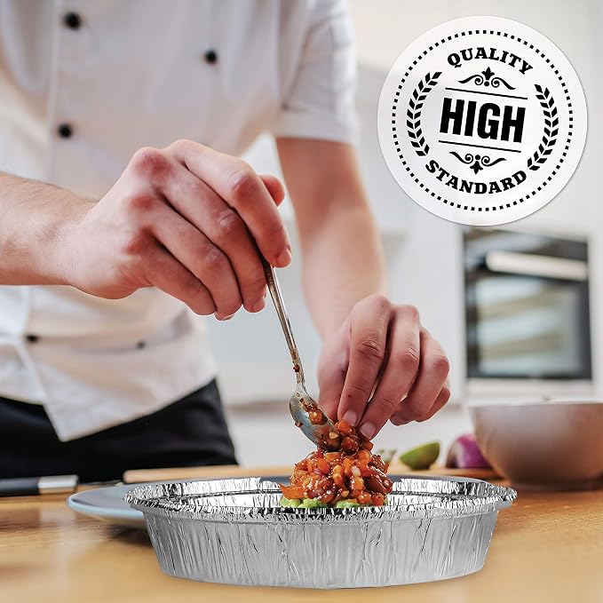 PLASTICPRO 9'' Inch Round Tin Foil Pans Disposable Aluminum Pack of 100