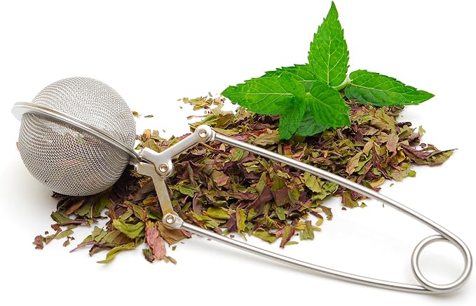 HIC Kitchen Snap Mesh Ball Tea Infusers, 18/8 Stainless Steel, For Loose Leaf Tea and Mulling Spices, Set of 2