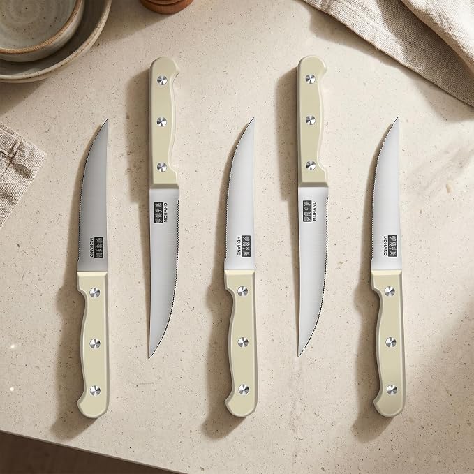 Knife Set with Block, Kitchen Knife Set with Block and Sharpener | High Carbon Stainless Steel 14 Pieces Kitchen Knives Sets, Anti-Slip Ergonomic Handle, Home Kitchen Cooking, Dishwasher Safe