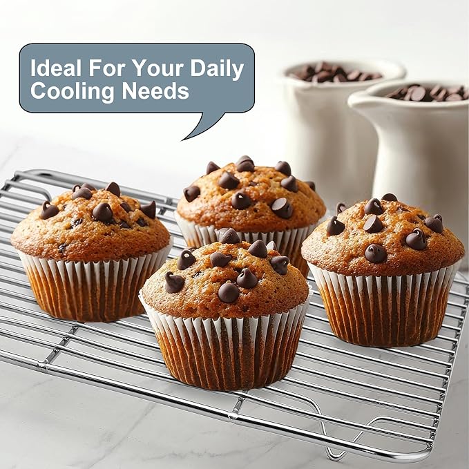 TeamFar Cooling Rack, 9.75” x 7.5” Stainless Steel Wire Baking Rack, 2PCS | for Cooking Roasting Grilling, Fit for Oven Pan, Oven & Dishwasher Safe, Non-toxic & Heavy-Duty