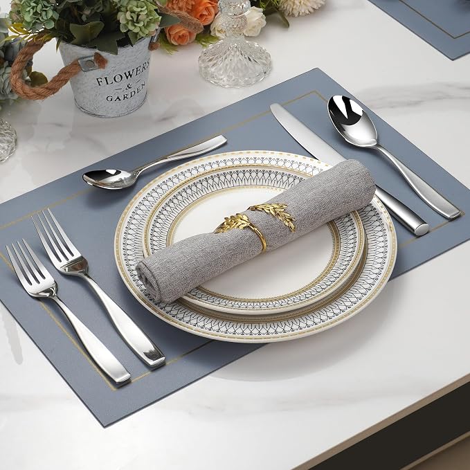 40 Piece Stainless Flatware Sets for 8, 18/10 Heavy Stainless Steel Flatware, Heavy Duty Silverware Set, High End Flatware, Mirror Satin, Dishwasher Safe, Ideal for Gift