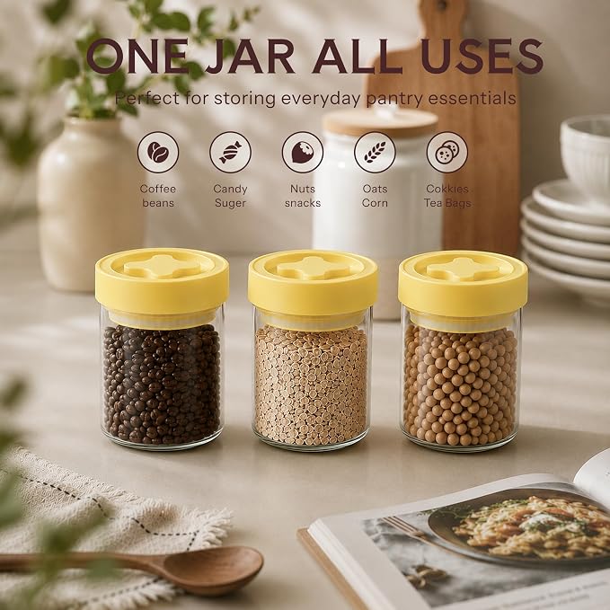 13 oz Small Airtight Glass Overnight Oats Containers with Lid | Twist Seal, Silicone Ring, Wide-Mouth Borosilicate Container for Yogurt, Chia Pudding, Fruit, Snacks and Meal Prep