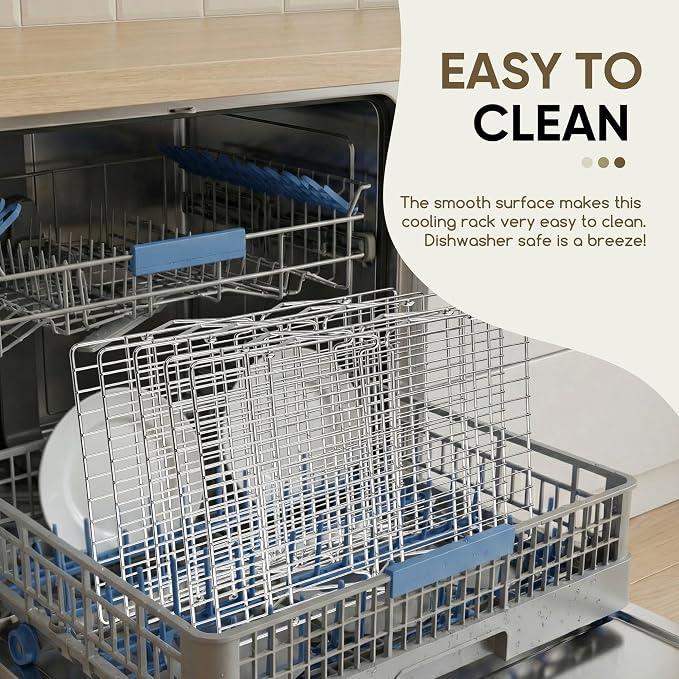 Herogo 15" x 10" Cooling Rack, 4-Tier Stainless Steel Baking Rack for Cookies, Cupcakes, and Pastries, Collapsible Space-Saving Design, Dishwasher Safe, Ideal for Baking, Roasting, and Drying