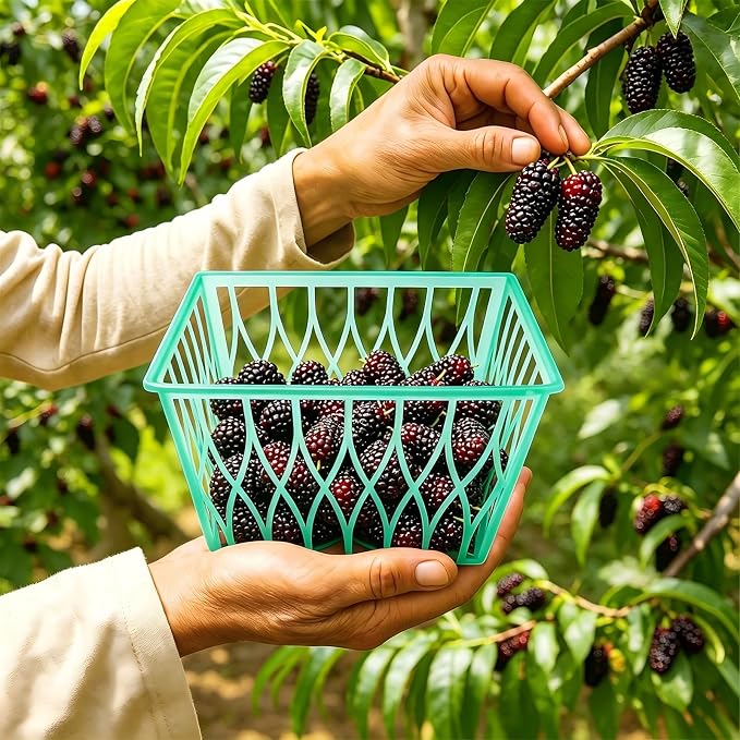 20 Pack Plastic Berry Baskets Strawberry Basket 4-Inch Berry Picking Basket Farmer Market Produce Baskets Fruit Vegetable Storage Containers