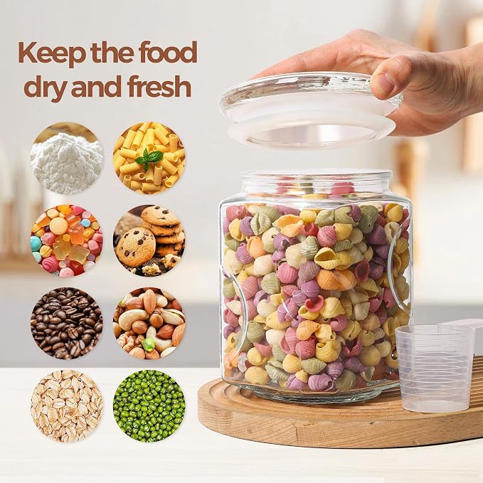 ComSaf Half Gallon Square Glass Pantry Jars with Lids 2 Pack Wide Mouth | Flour sugar rice, Cookies coffee snacks, Cereal organization, Kitchen storage, Cabinet organization, Sourdough pickling
