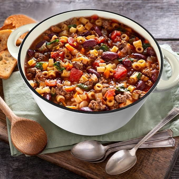 4.5 Quart Enameled Cast Iron Dutch Oven With Lid, Heavy-Duty Round Cookware Pot with Dual Handles for Sourdough Bread Baking, Braising, Soups And Stews, Used for All Stoves