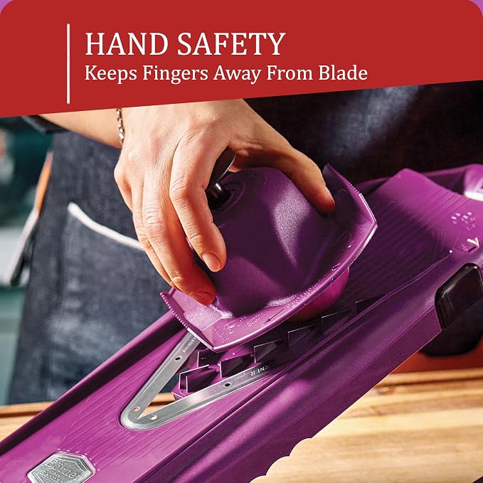 Borner by Reston Lloyd Food Safety Holder for Mandoline Slicers, Cutters & Graters, Protective Finger Guard for Safe Slicing & Grating, Made in Germany, Purple