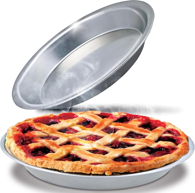 Stock Your Home 9 Inch Aluminum Pie Pans (2 Pack) - Silver Tin for Baking, 9" x 1 1/4" Oven Safe Dish for Crumbles or Cake