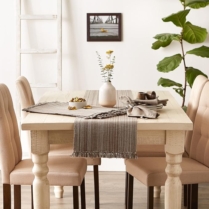 DII Variegated Tabletop Collection, Table Runner, 13x72, Mushroom