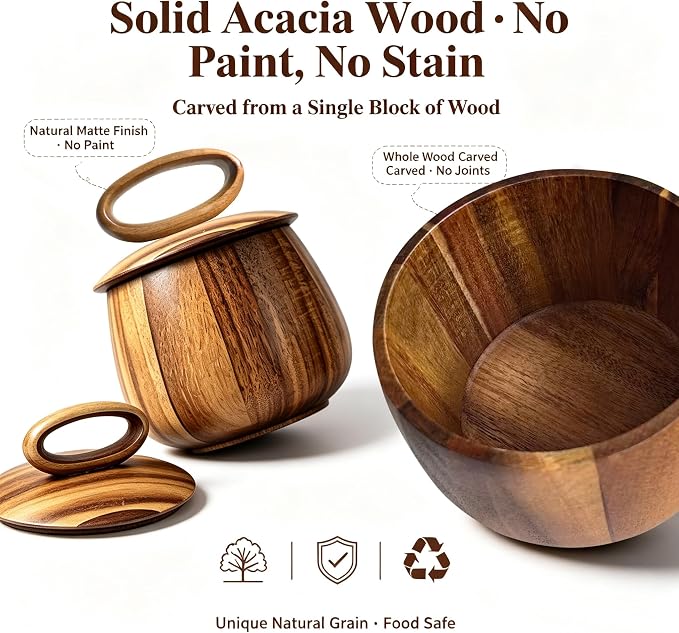 All-Wood Coffee Bean Canister – 98oz Jar with Airtight Silicone Seal & Gift Box – Coffee Storage, Countertop Decor