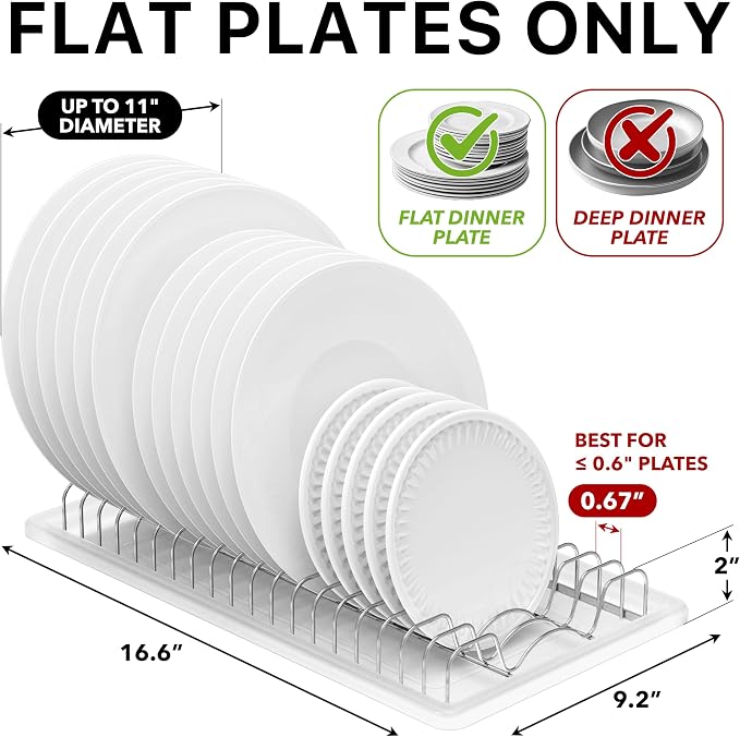 Simple Houseware 2 Pack Stainless Steel Plate Drying Rack w/Drainboard