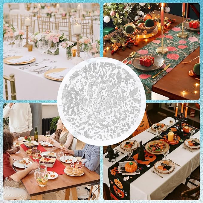 comfoyar Disposable Sliver Placemats Set of 50, Metallic Round 13 Inch Foil Mesh Pressed Doilies Place Mats, Table Mats for Dining Party Weddings Birthday Holiday Kitchen Home, Tableware Decoration