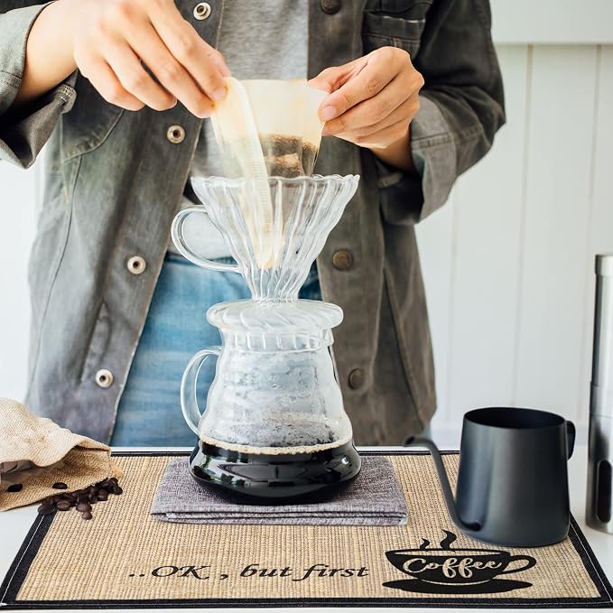 2 Pcs 20 x 14 Inch Coffee Placemats for Countertop,First Coffee
