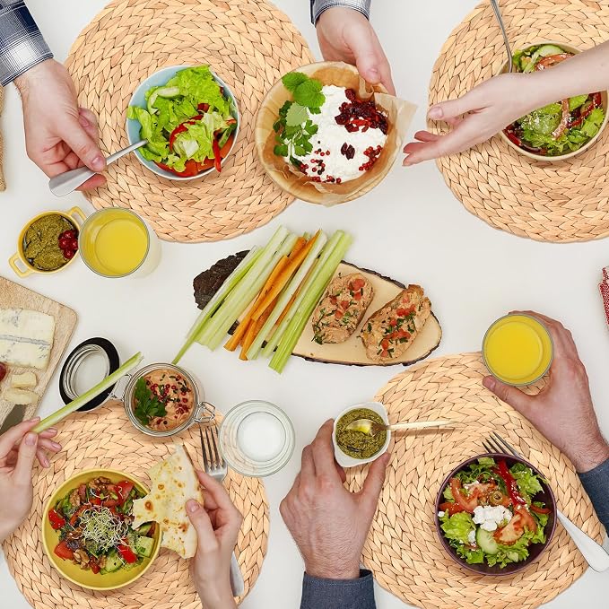 Sinmoe 100 Pcs Disposable Paper Placemats Bulk,Natural,Woven | Paper Charger Place Mat Party Charger Plates Table Place Mats for Dinner Wedding Birthday Baby Shower Spring Dining Tableware