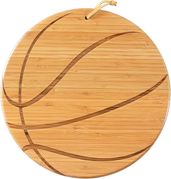 Totally Bamboo Basketball Shaped Bamboo Wood Cutting Board and Charcuterie Board, Great Gift for Basketball Fans