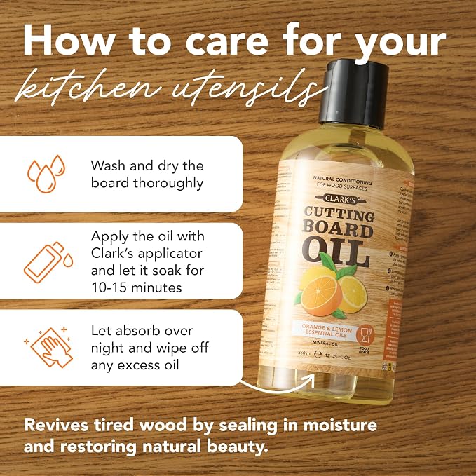 Cutting Board Oil 12 oz, Food Grade Mineral Oil added Orange Lemon Scent | Mineral Oil for Wood Cutting Boards, Butcher Blocks, Utensils, Lubricant for Knives. Soak for 2-3 Hours for Optimal Finish