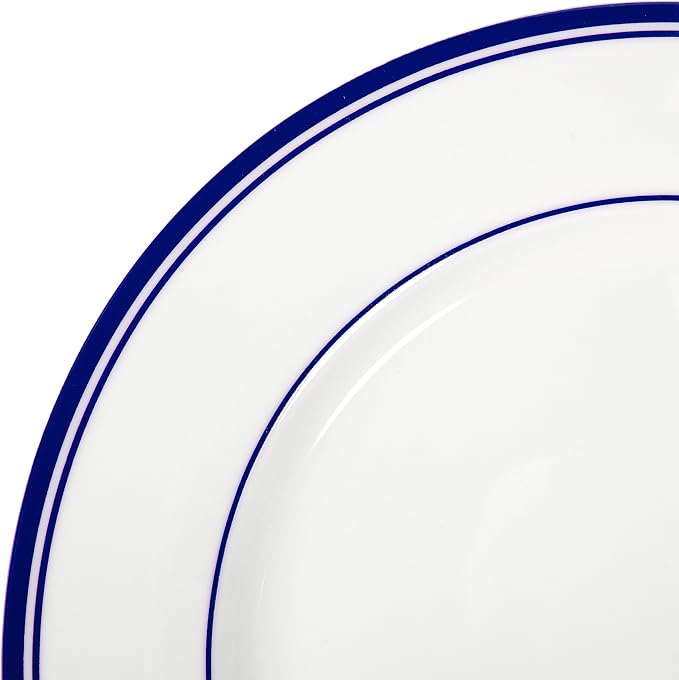 Amazon Basics 16-Piece Cafe Stripe Dinnerware Set, Microwave and Dishwasher Safe, Plates, Bowls, Mugs, Service for 4, Blue
