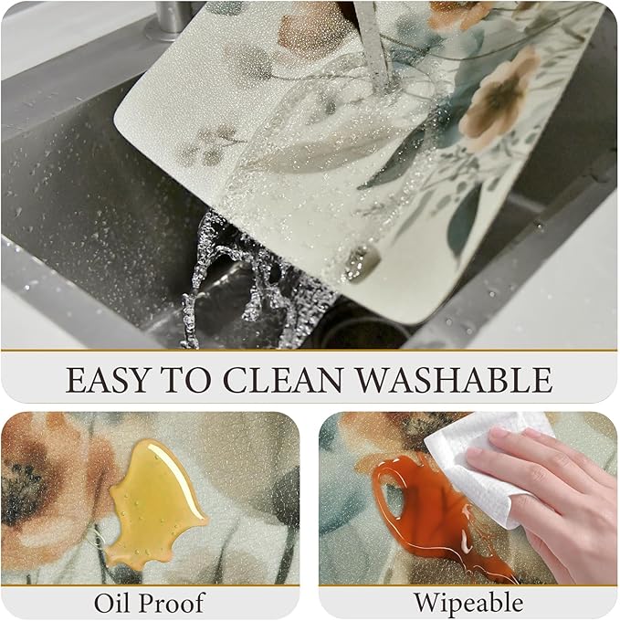 Vinyl Placemats Set of 4-12x17 Inch - Heat Resistant Washable Place Mats Waterproof Non-Slip Wipeable Table Mats for Dining Table Decor, Spring Outdoor Plastic Placemat