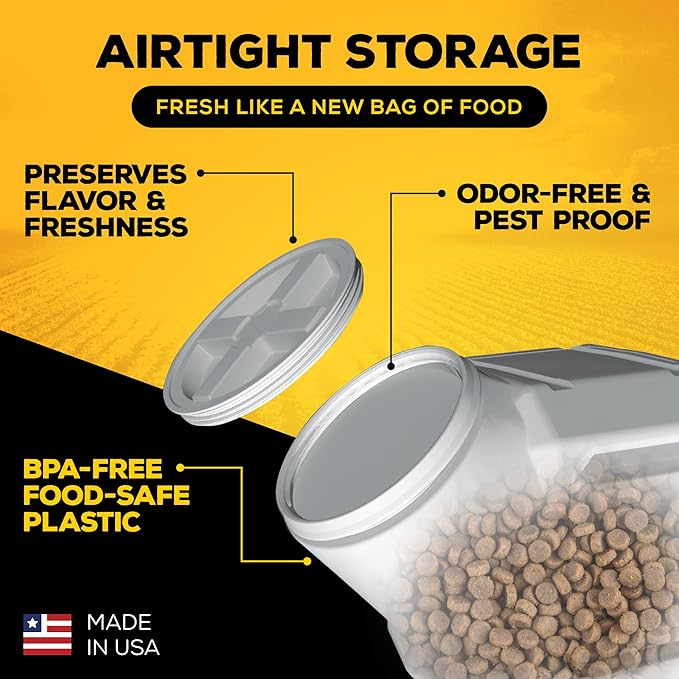 Gamma2 Vittles Vault Stackable Dog Food Storage Container with Sealing Lid, Up to 60 lbs Dry Pet Food Storage Container, USA-Made - [14.5" L x 19" H] | Made in USA, sealing lid keeps dry meals fresh and pests out, 14.5 x 19 inches, durable pantry bin, ...