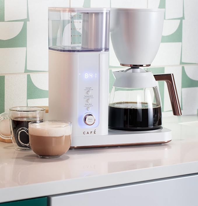 Café Specialty Drip Coffee Maker | 10-Cup Glass Carafe | WiFi Enabled Voice-to-Brew Technology | Smart Home Kitchen Essentials | SCA Certified, Barista-Quality Brew | Matte White