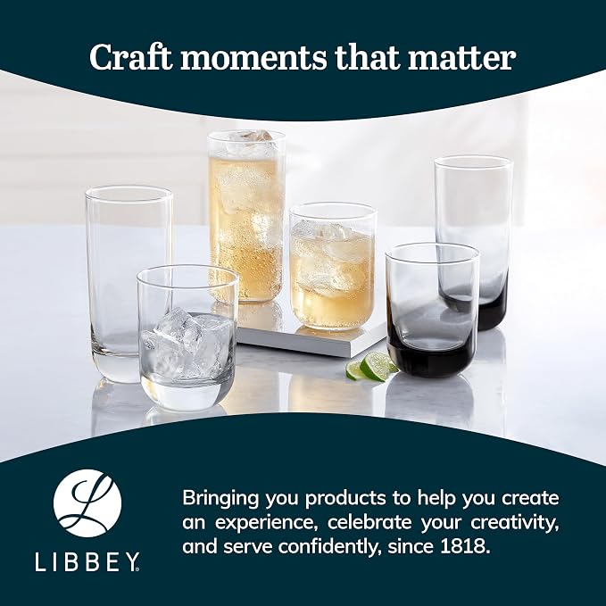 Libbey Polaris Rocks Glasses Set, Sophisticated Glassware Drinking Glasses Set of 8, Dishwasher Safe Glasses for Birthdays, Weddings, Anniversaries