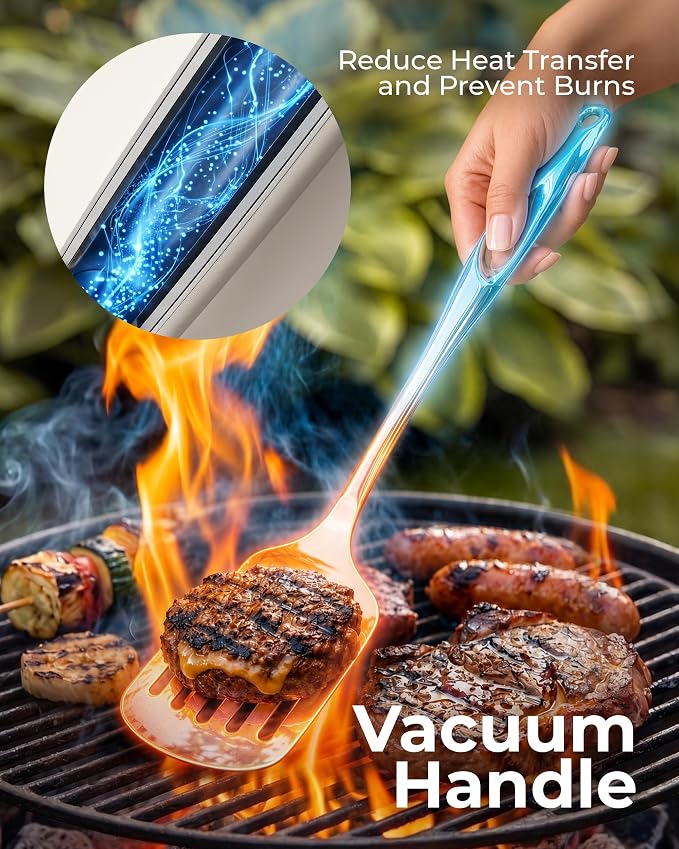 Zulay Kitchen Stainless Steel Slotted Spatula Turner | 14.8” Heat-Resistant Slotted Turner for Cooking, Frying & Grilling - Durable, Rust-Proof & Dishwasher Safe Kitchen Utensil