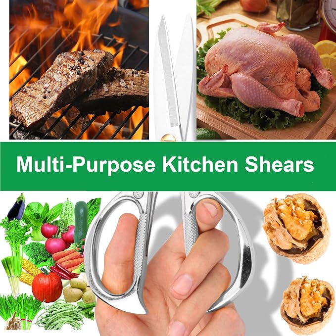 Kitchen Scissors All Purpose, 7.5 Inch Heavy Duty Food Shears | Ultra Sharp Stainless Steel for Cutting Meat Vegetables Herbs BBQ, Office Fabric Craft Use