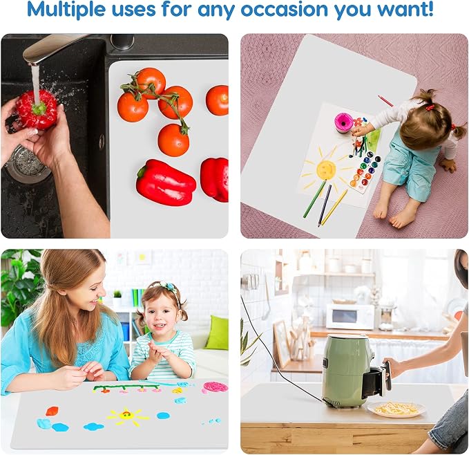 Extra Large Silicone Mat 35.3"x23.5"x0.08", Multipurpose Silicone Mat Thick Heat Resistant Mat Shipped Rolled Up Kitchen Counter Mat Nonslip Silicone Mats for Kitchen Counter Translucent