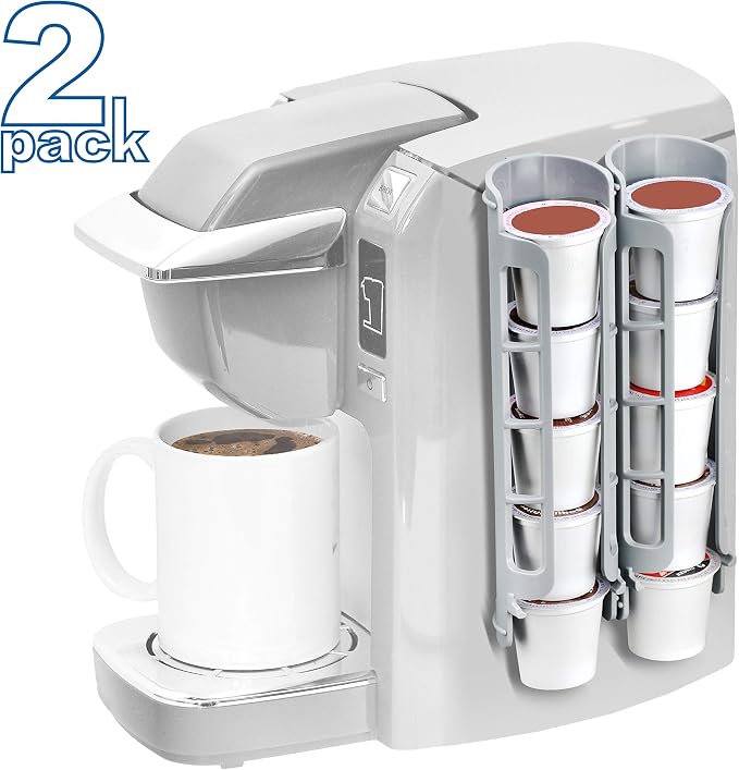 STORAGENIE Coffee Pod Holder for Keurig, Stores 10 Pods, Gray | Compatible with K-Cups, Vertical storage saves counter space, Ideal for small kitchens, RVs and dorms