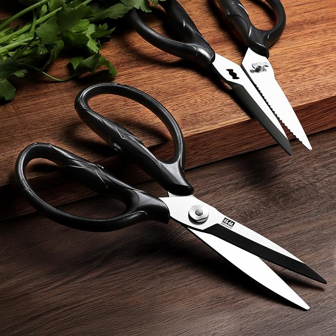 SHAN ZU 8.4" Heavy Duty Kitchen Scissors - All Purpose Japanese Shears | 5Cr15MoV Stainless Steel, All Purpose Detachable Shears for Meat/Herbs/Poultry, Dishwasher Safe, Gift Box, (Silver)